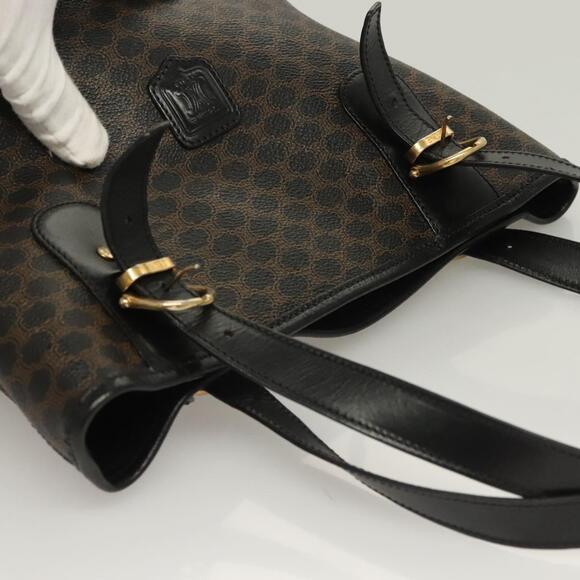 CELINE Macadam Canvas Tote Bag Pvc Leather Black Gold - Picture 6 of 13